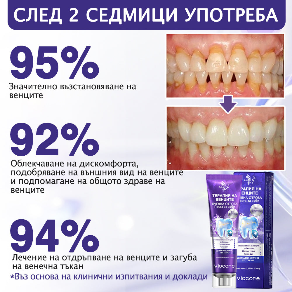 💎Rolimey® VioCore паста за зъби с пчелна отрова — 🔥създадена специално за грижа за венците